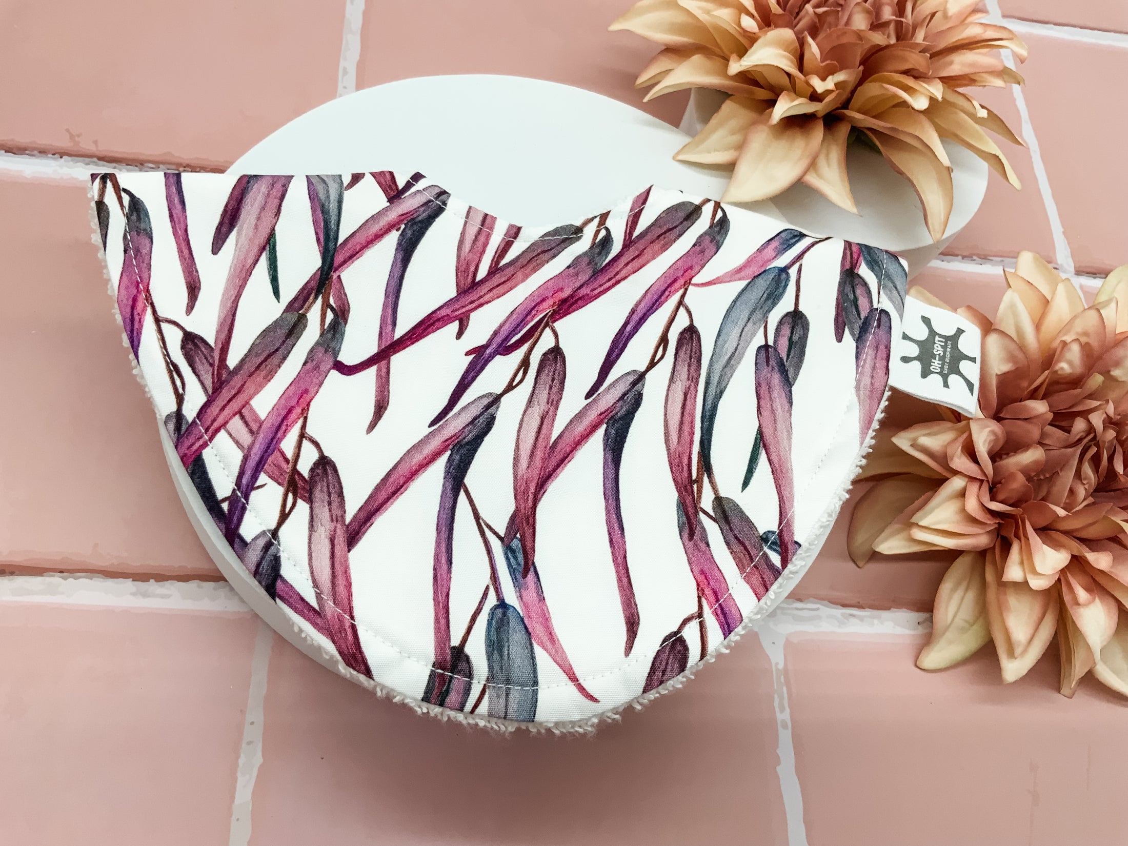 Fuchsia Gum Leaves Signature Bib
