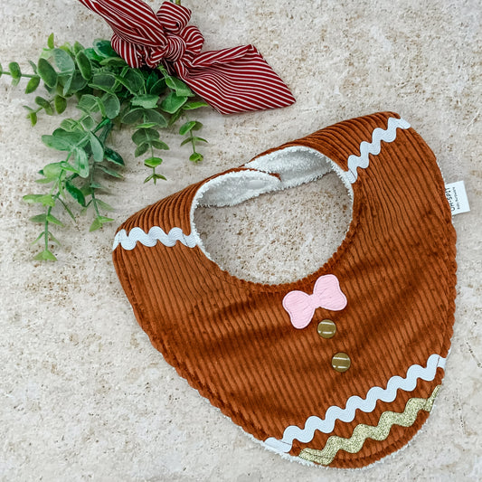 Gingie Pink Bow Christmas Bib