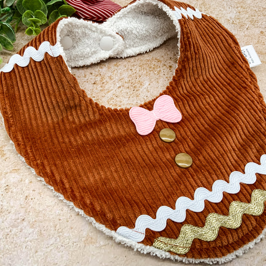 Gingie Pink Bow Christmas Bib