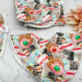 Load image into Gallery viewer, Australian Sweet Treats Dribble Bib – Handmade baby bib featuring a fun print of classic Aussie desserts. Designed with a soft cotton front and absorbent towelling backing for mess-free mealtimes.
