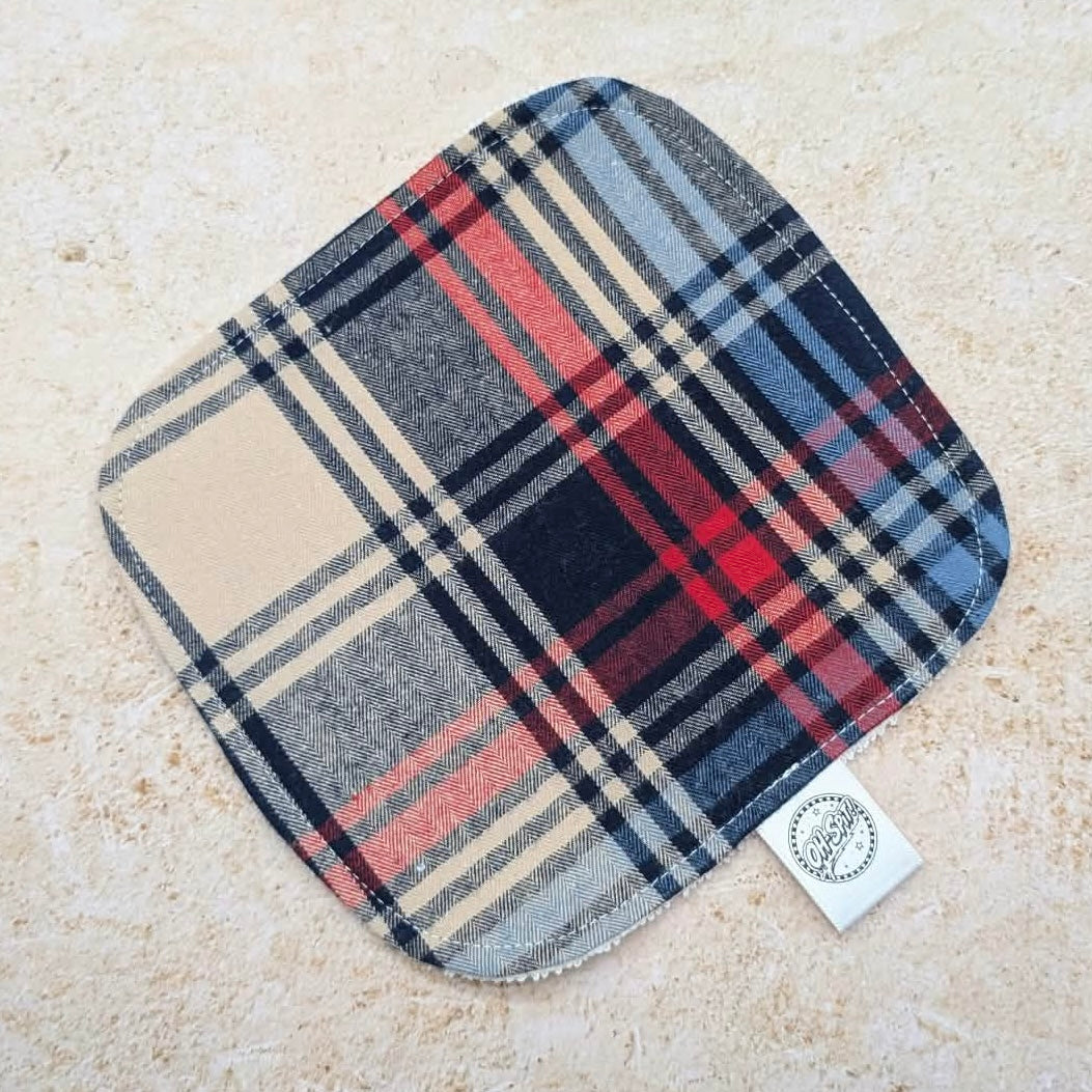 Washcloth - Red, Tan & Navy Flannel