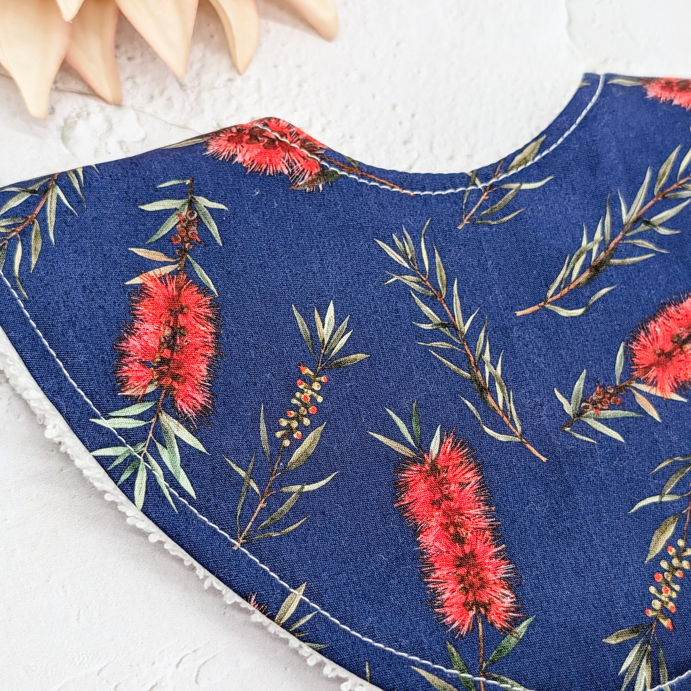 Navy Bottle Brush Dribble Bib