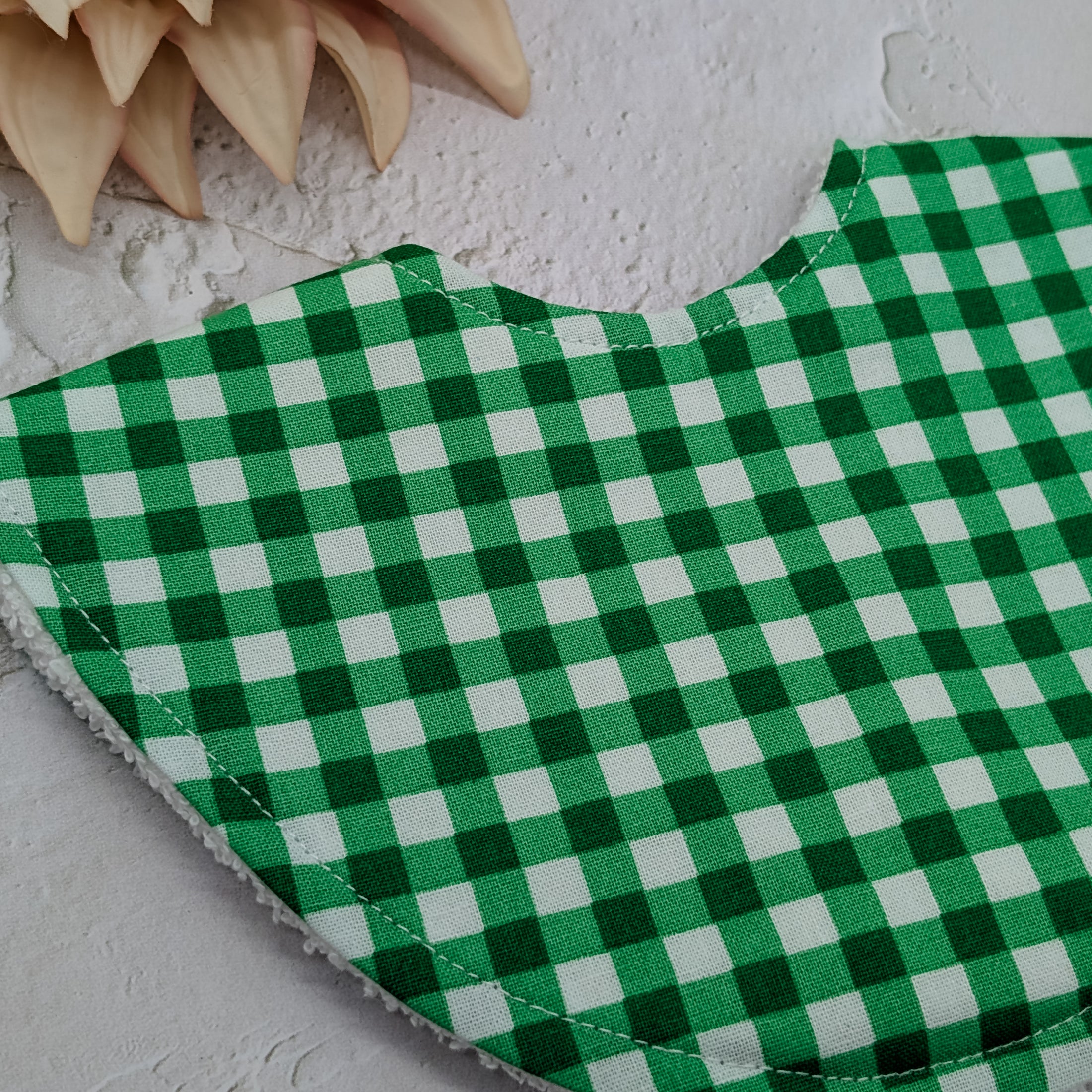 Bright Green Gingham Dribble Bib