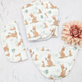 Load image into Gallery viewer, Australian Kangaroo Baby Gift Set – A handcrafted baby essentials set featuring an adorable kangaroo and joey print. Includes a dribble bib, burp cloths, and a washcloth, made from soft cotton and absorbent towelling for comfort and convenience.
