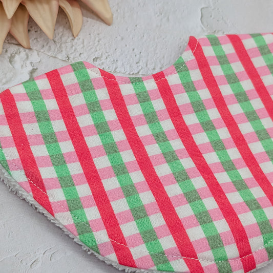 Pink & Green Gingham Dribble Bib