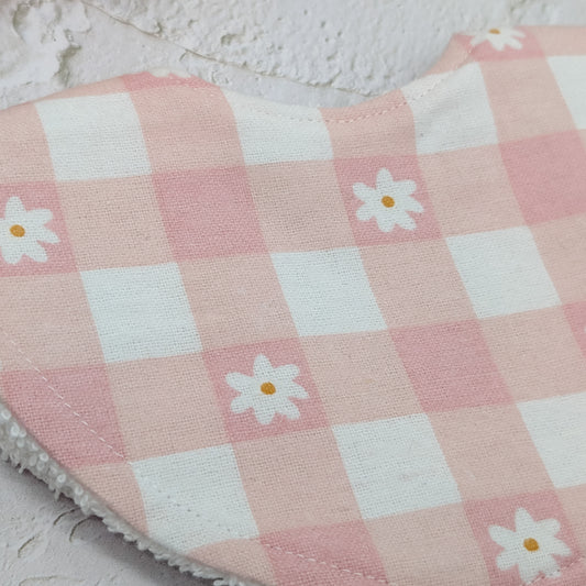 Blush Daisies & Gingham Dribble Bib